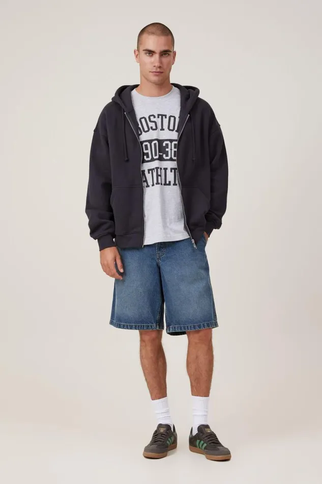 Loose Fit College TShirt Light Grey Marle Boston Ath Men Cotton On Tees and Tanks