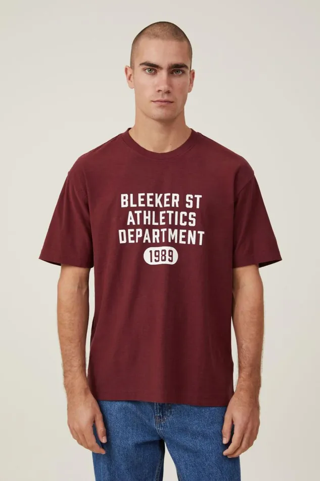 Loose Fit College TShirt True Burgundybleeker St 1989 Men Cotton On Tees and Tanks Loose Fit College TShirt True Burgundybleeker St 1989 Men Cotton On Tees and Tanks