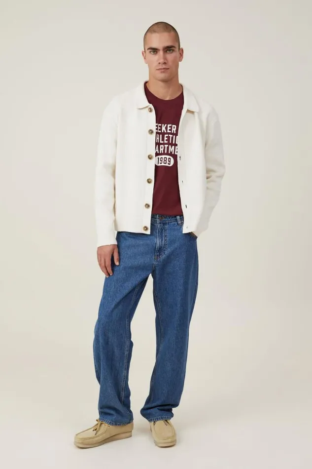 Loose Fit College TShirt True Burgundybleeker St 1989 Men Cotton On Tees and Tanks