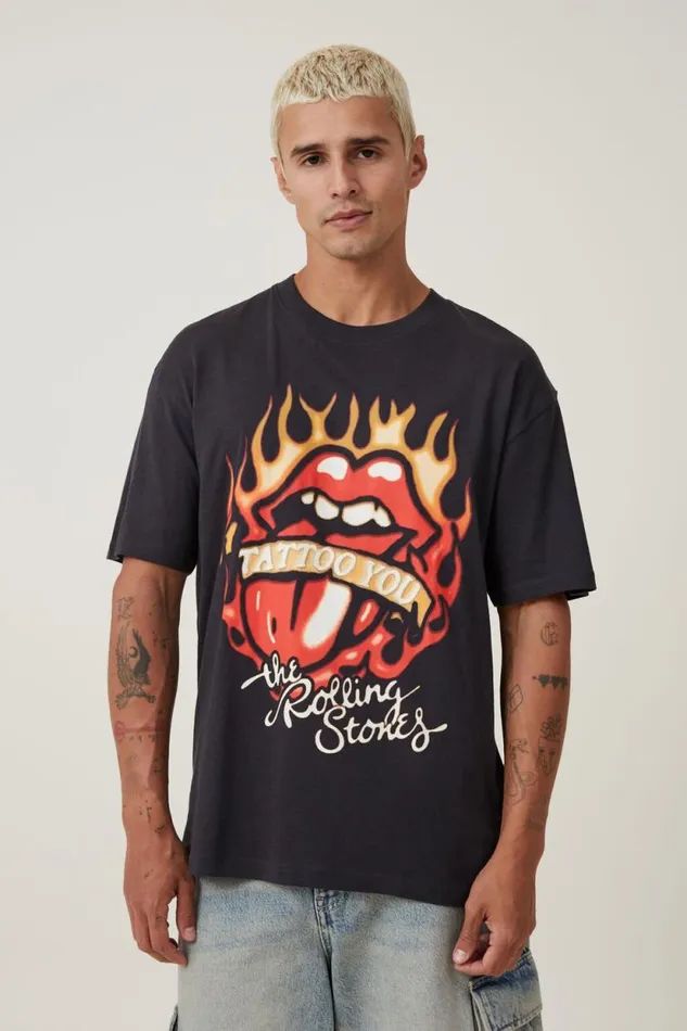 Loose Fit Music TShirt Lcn Bra Washed Blackrolling Stones 8211 Tattoo Men Cotton On Tees and Tanks Loose Fit Music TShirt Lcn Bra Washed Blackrolling Stones 8211 Tattoo Men Cotton On Tees and Tanks