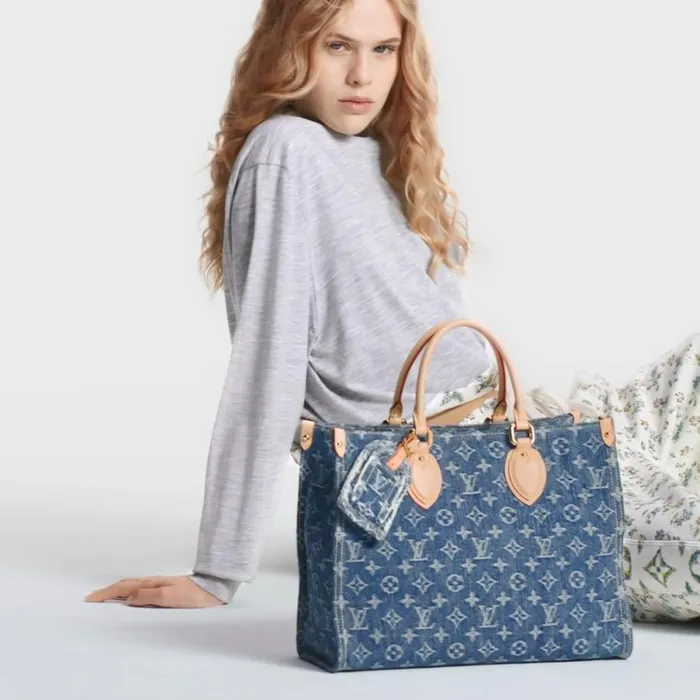 Louis Vuitton Onthego Bag Louis Vuitton M46871 OnTheGo MM Denim Blue 8211 Louis Vuitton Handbag Store 8211 Women
