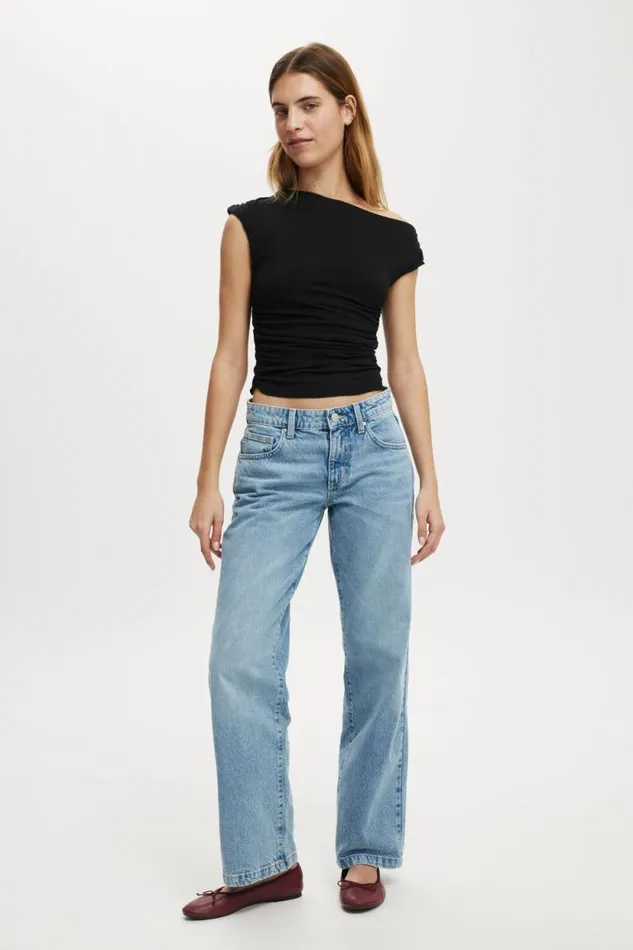 Low Rise Straight Jean Bells Blue Women Cotton On Pants