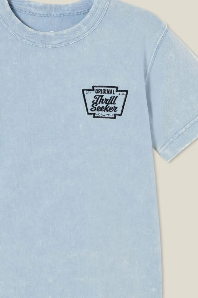 Luca Acid Wash Short Sleeve Tee Dusty Bluenevermind The Chaos BoysGirls Cotton On Tops and TShirts