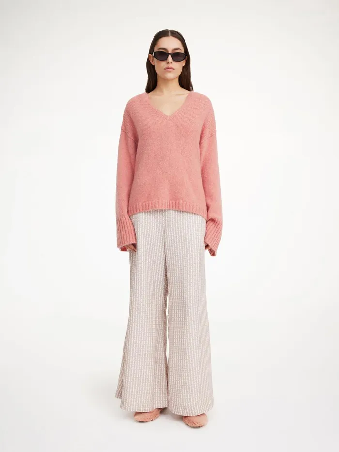 Lucee Flared Trousers Off White Monogram Women By Malene Birger Trousers