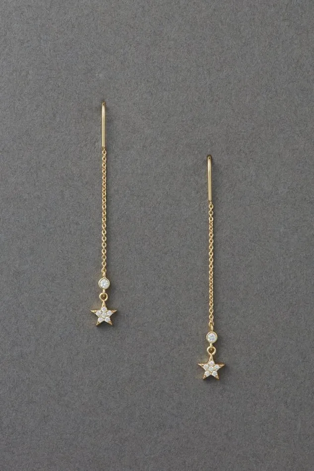 Lucky Brand 14k Gld Plated Threader Ear Gold Women Jewelry