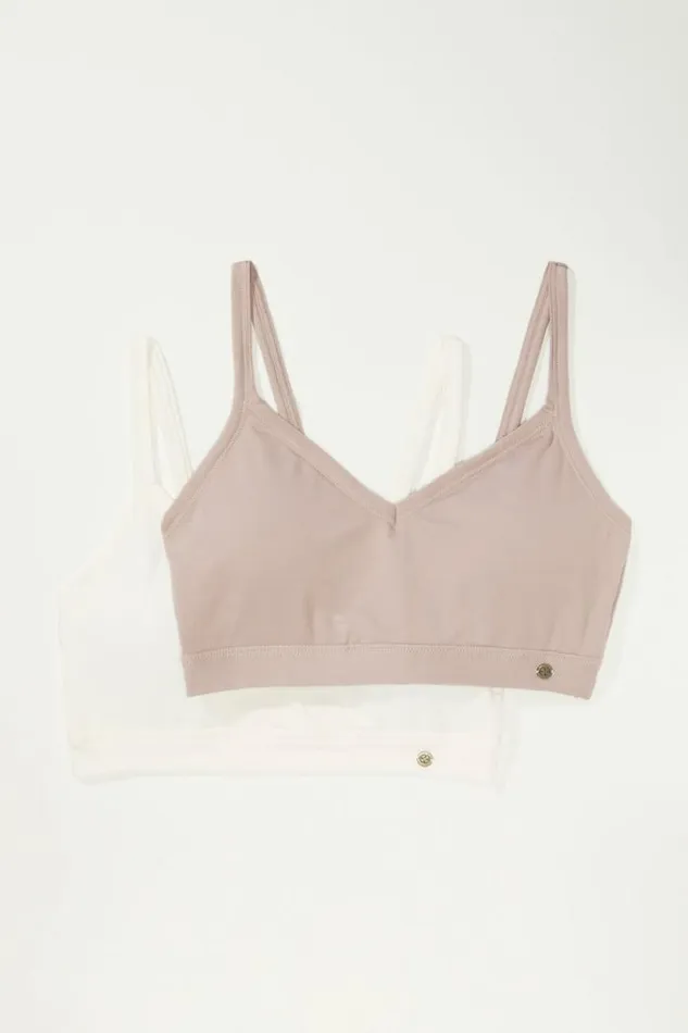 Lucky Brand 2pk Everyday Lucky Bralette Medium Light Beige Women Intimates and Sleepwear
