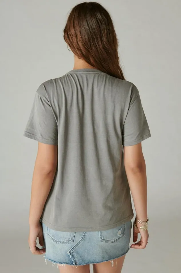 Lucky Brand Acdc Beaded Boyfriend Tee Castle Rock Women Graphic Tees