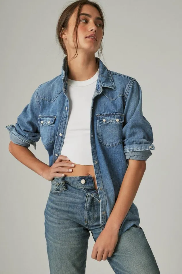 Lucky Brand Authentic Heritage Shirt American Dream Women Blouses