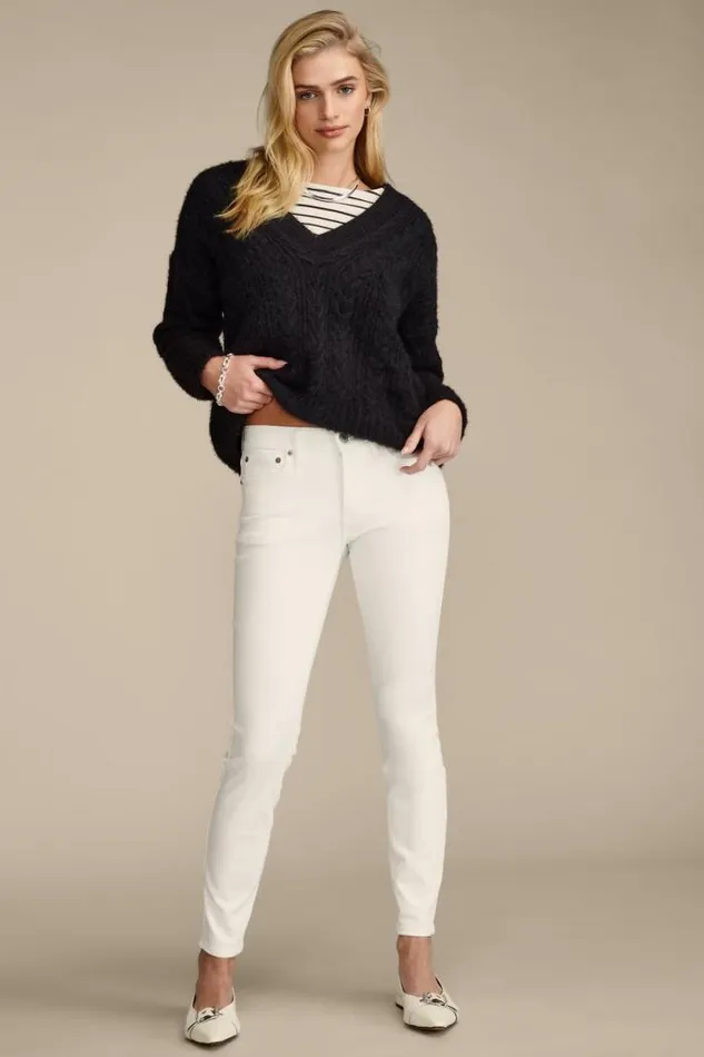 Lucky Brand Ava Mid Rise Skinny Bright White Women Jeans