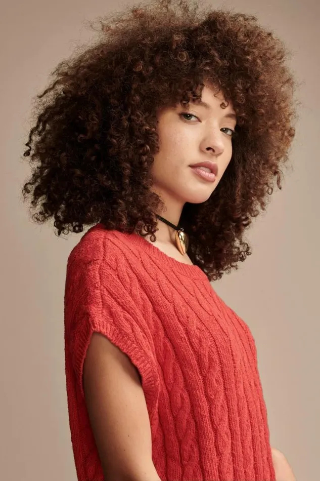 Lucky Brand Baby Cable Crew Sweater Bittersweet Women Sweaters and Sweatshirts