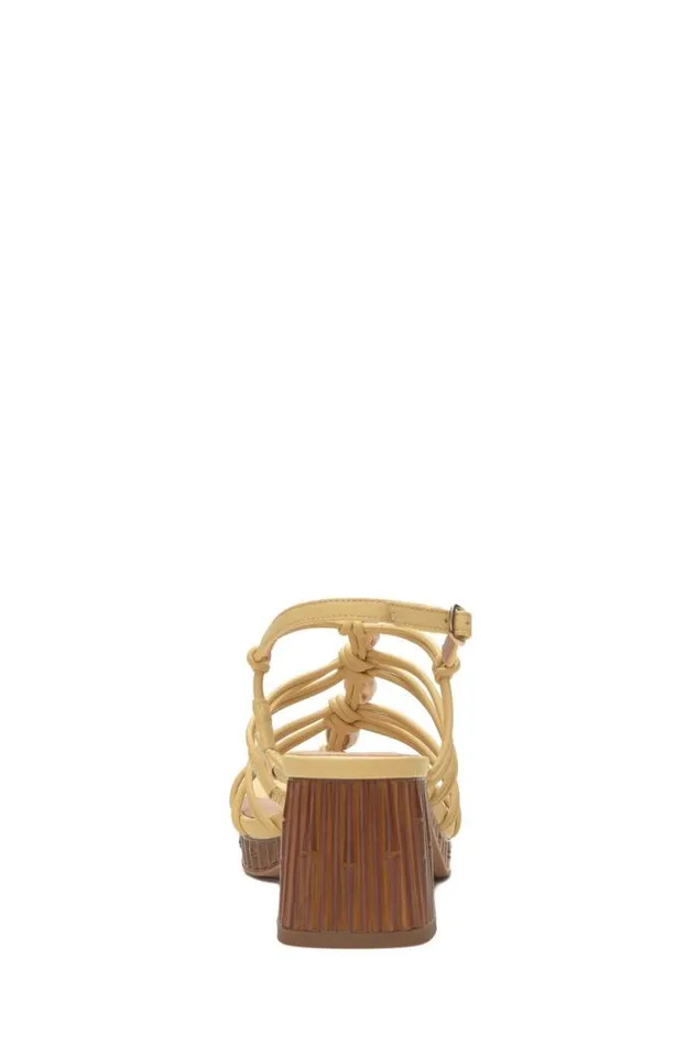 Lucky Brand Bassie Strappy Shell Block Heel Light Yellow Women Shoes