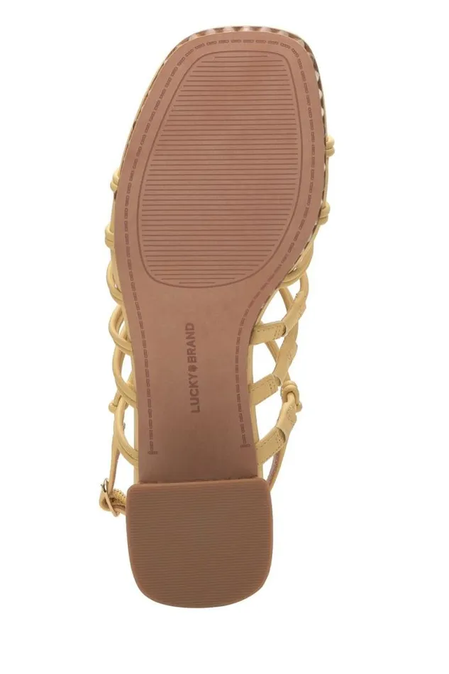 Lucky Brand Bassie Strappy Shell Block Heel Light Yellow Women Shoes