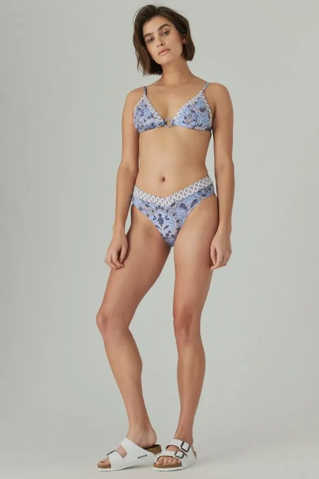Lucky Brand Border Printed Cross Back Top Multi Women Swim