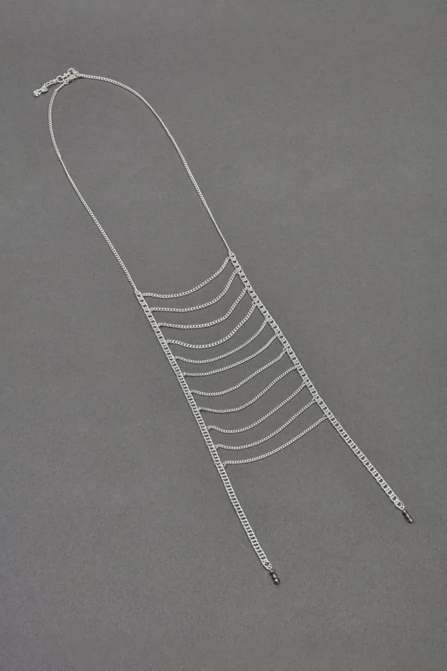 Lucky Brand Chain Ladder Necklace Silver Women Jewelry