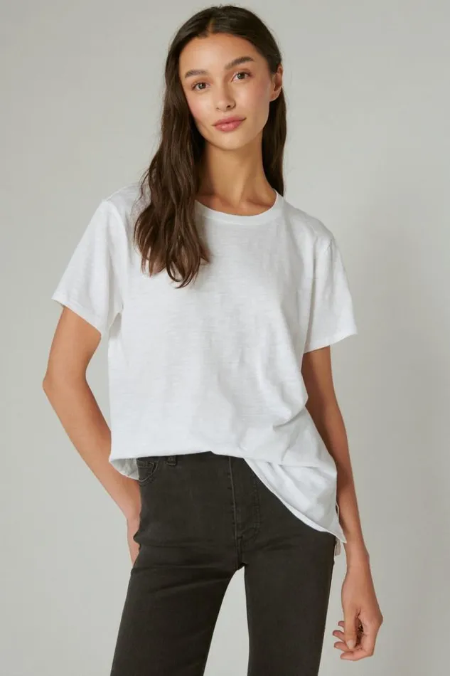 Lucky Brand Classic Crew Bright White Women All Tops