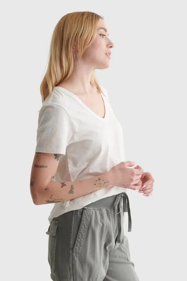Lucky Brand Classic Vneck Bright White Women All Tops