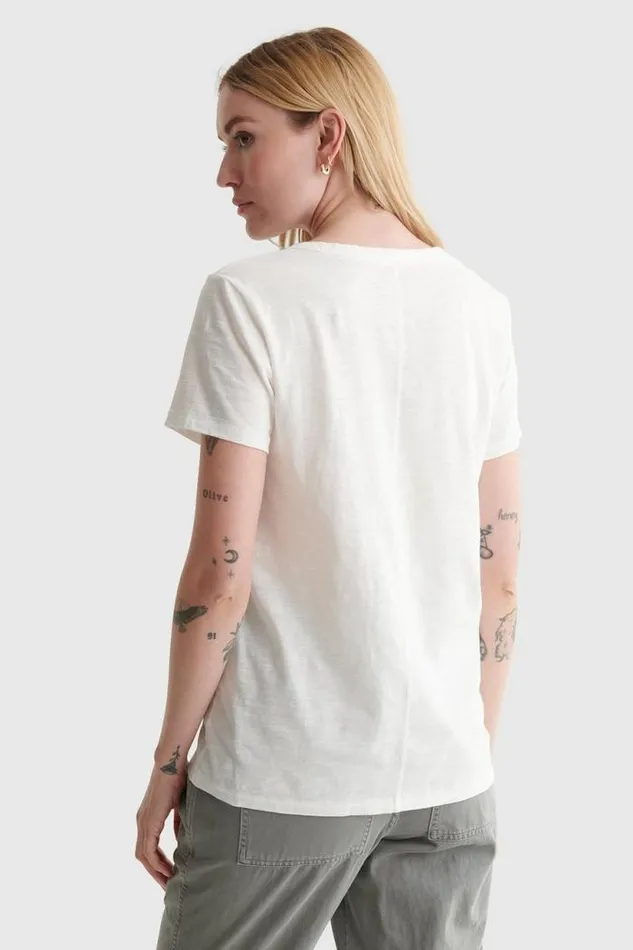 Lucky Brand Classic Vneck Bright White Women All Tops