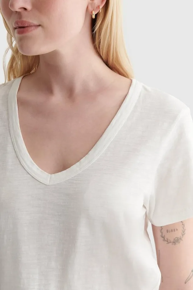 Lucky Brand Classic Vneck Bright White Women All Tops