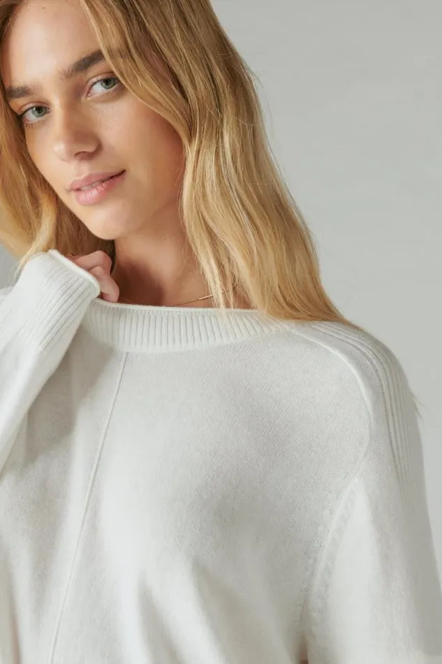 Lucky Brand Cloud Soft Pullover Cream Women Sweaters and Sweatshirts