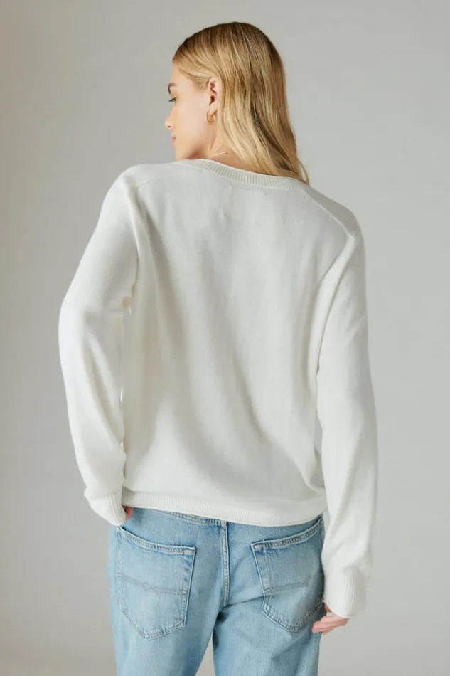 Lucky Brand Cloud Soft Pullover Cream Women Sweaters and Sweatshirts