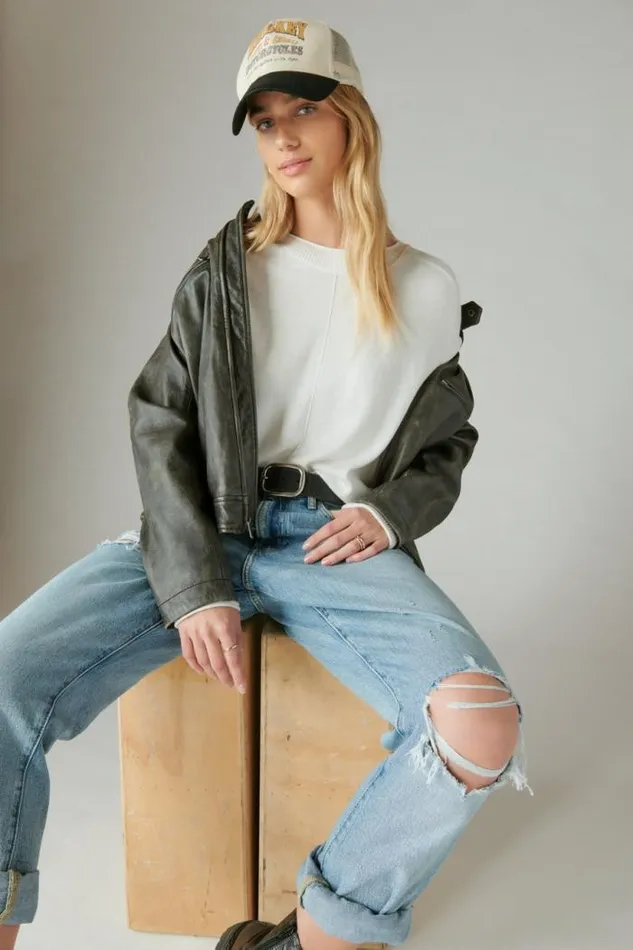 Lucky Brand Cloud Soft Pullover Cream Women Sweaters and Sweatshirts