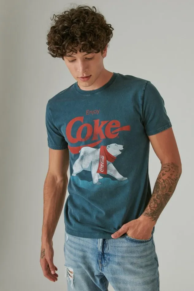 Lucky Brand Coca Cola Bear Stargazer Men Graphic Tees