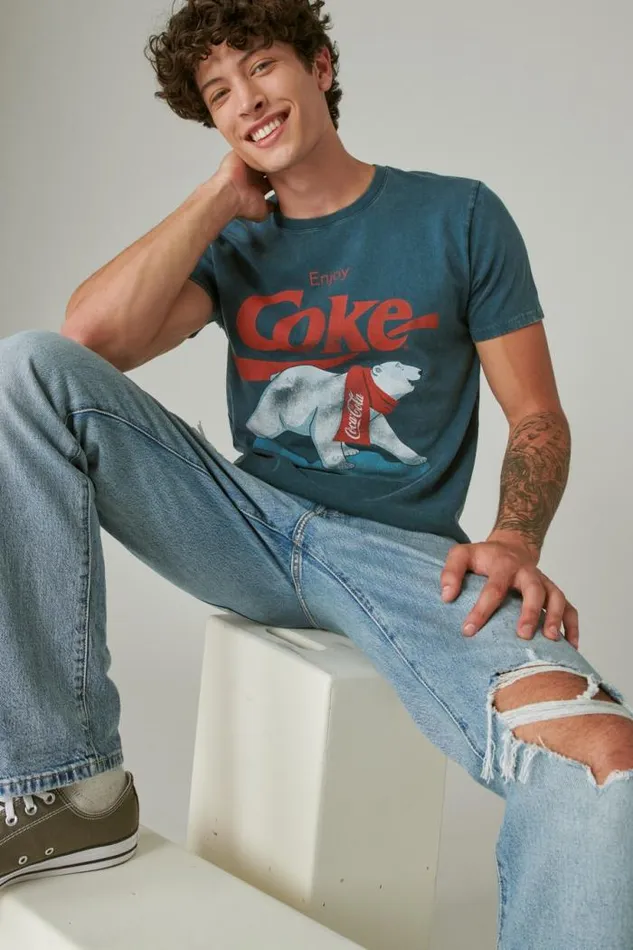 Lucky Brand Coca Cola Bear Stargazer Men Graphic Tees