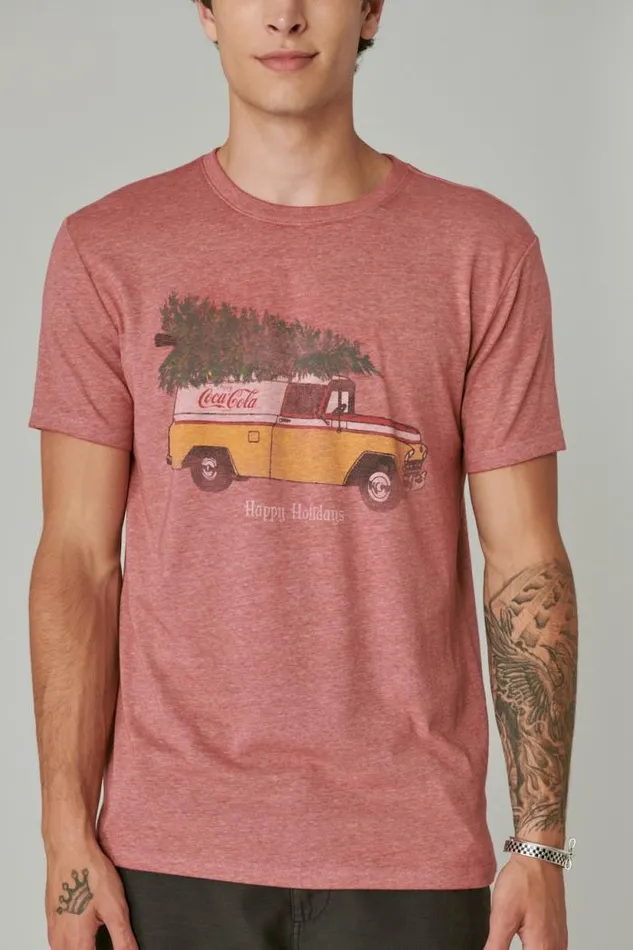 Lucky Brand Coca Cola Truck Tee Ruby Wine Men Graphic Tees