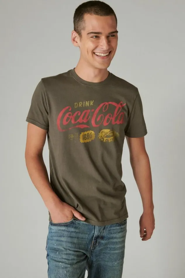 Lucky Brand Coke Ice Cold Tee Beluga Men Graphic Tees