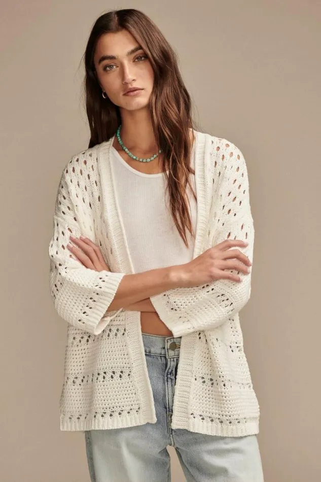 Lucky Brand Crochet Cardigan Tofu Women Sweaters and Sweatshirts
