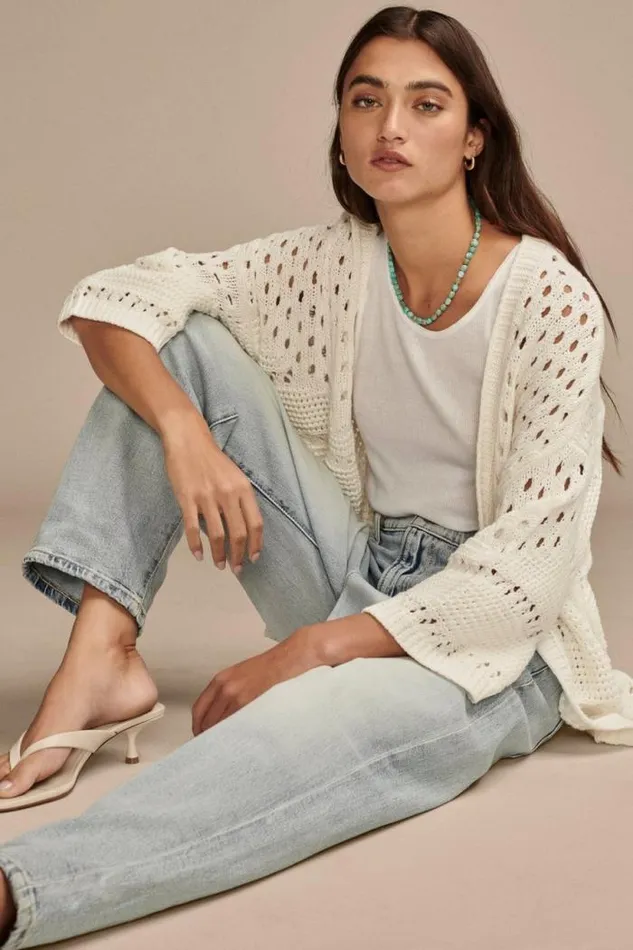 Lucky Brand Crochet Cardigan Tofu Women Sweaters and Sweatshirts