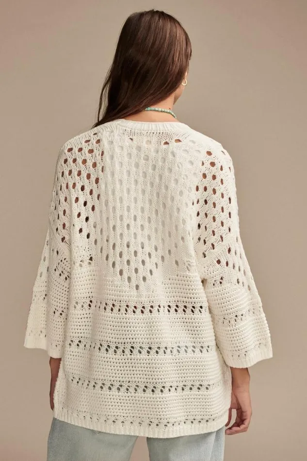 Lucky Brand Crochet Cardigan Tofu Women Sweaters and Sweatshirts