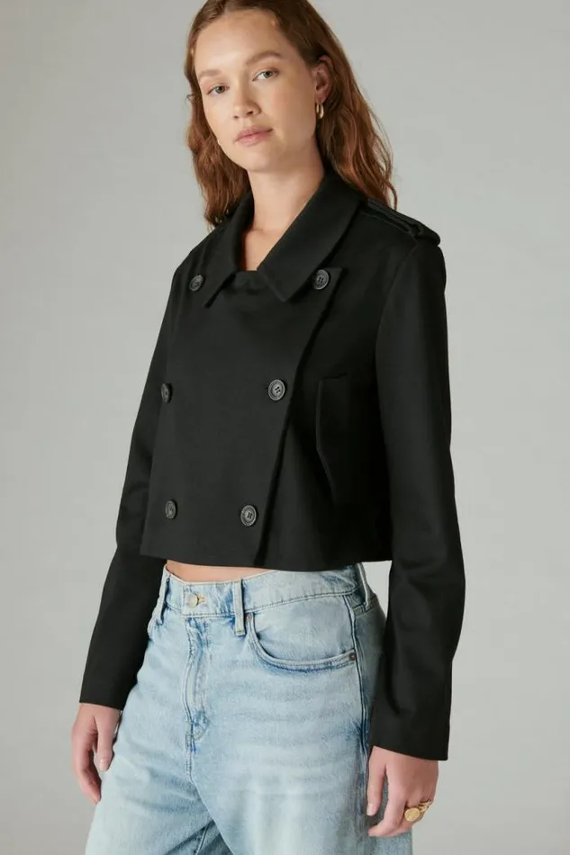 Lucky Brand Cropped Ponte Blazer Deep Black Women Jackets and Outerwear Lucky Brand Cropped Ponte Blazer Deep Black Women Jackets and Outerwear