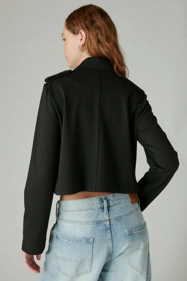 Lucky Brand Cropped Ponte Blazer Deep Black Women Jackets and Outerwear Lucky Brand Cropped Ponte Blazer Deep Black Women Jackets and Outerwear
