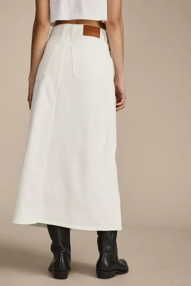 Lucky Brand Denim Maxi Skirt With Slit Bright White Women Skirts