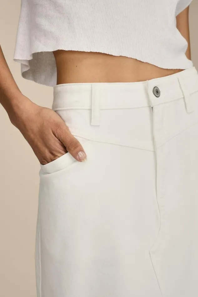 Lucky Brand Denim Maxi Skirt With Slit Bright White Women Skirts