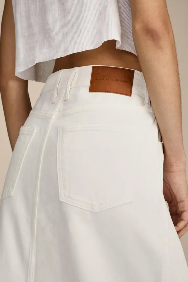 Lucky Brand Denim Maxi Skirt With Slit Bright White Women Skirts