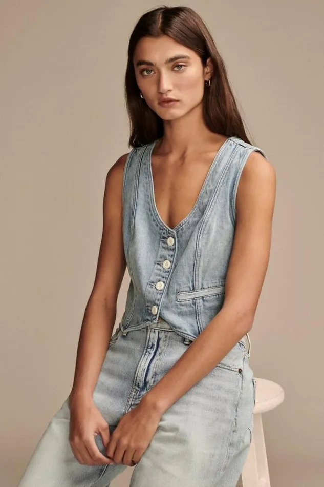 Lucky Brand Denim Vest Class Act Women Jackets and Outerwear