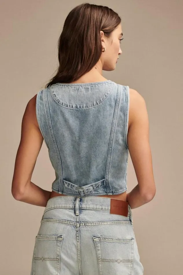 Lucky Brand Denim Vest Class Act Women Jackets and Outerwear
