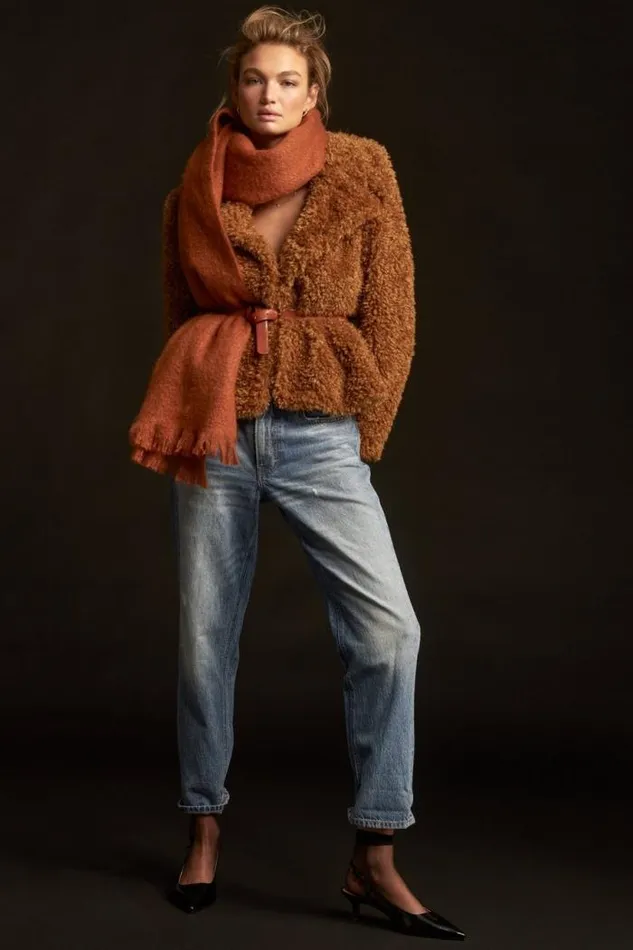 Lucky Brand Faux Teddy Coat Toffee Women Jackets and Outerwear