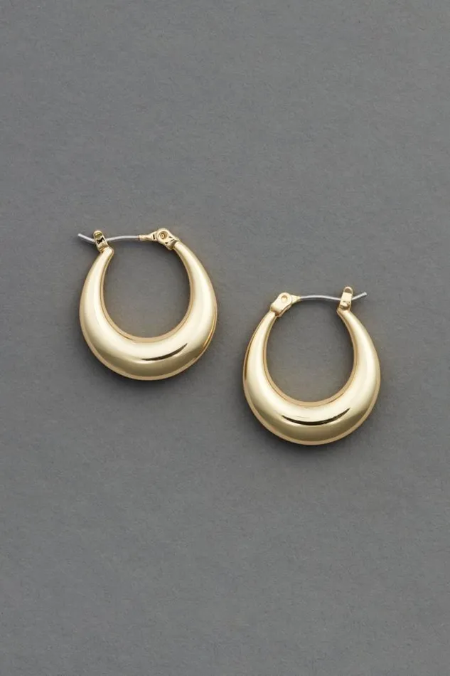 Lucky Brand Gold Tone Oval Hoop Earring Gold Women Jewelry