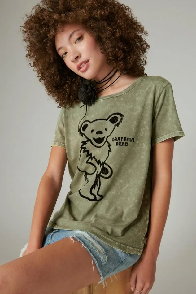 Lucky Brand Grateful Dead Dancing Bear Laurel Wreath Women Graphic Tees