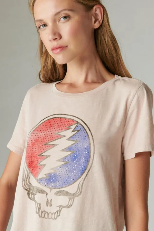 Lucky Brand Grateful Dead Steal Your Face Peach Whip Women Graphic Tees