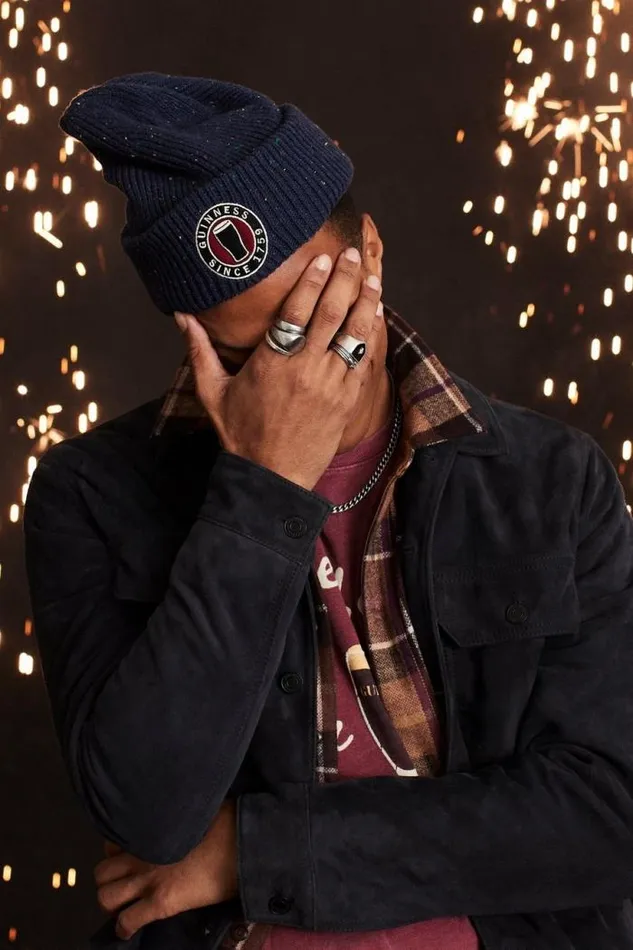 Lucky Brand Guinness Drink Glass Patch Beanie Pageant Blue Men Hats
