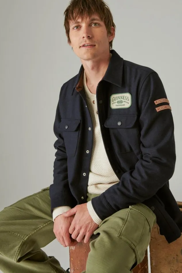 Lucky Brand Guinness Wool Over Shirt Parisian Nights Men ButtonDowns