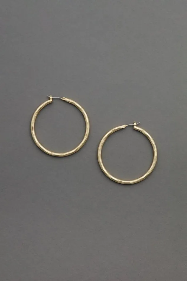 Lucky Brand Hammered Hoop Gold Women Jewelry