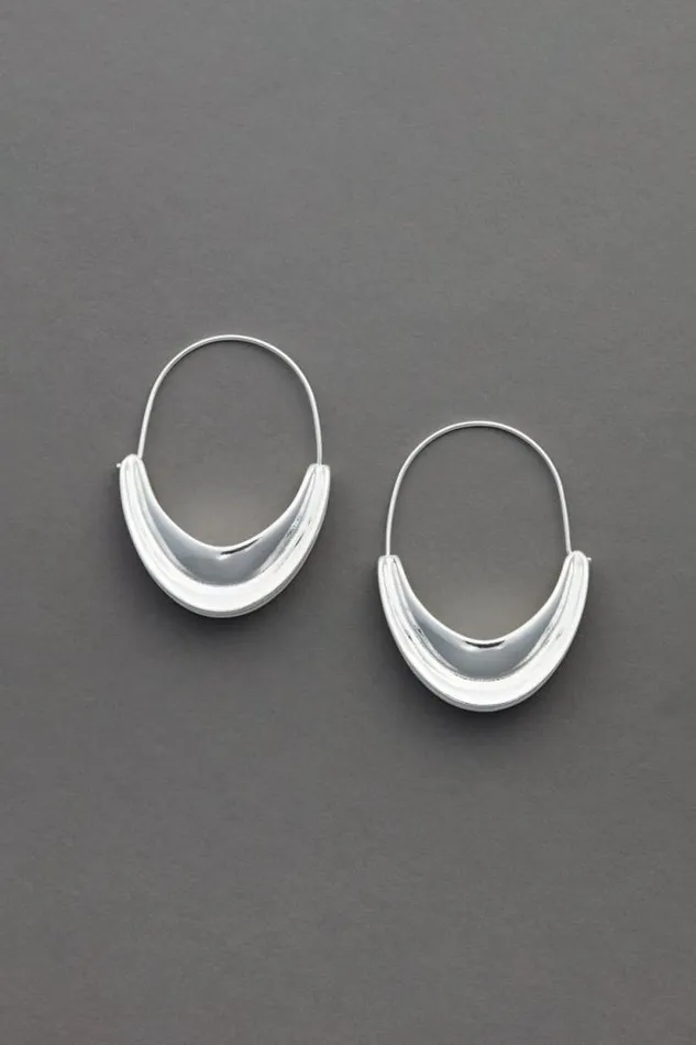 Lucky Brand High Shine Modern Hoop Silver Women Jewelry