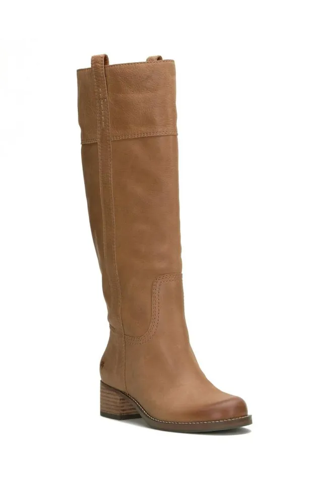 Lucky Brand Hybiscus Leather Knee High Boot Light Brown Women Shoes