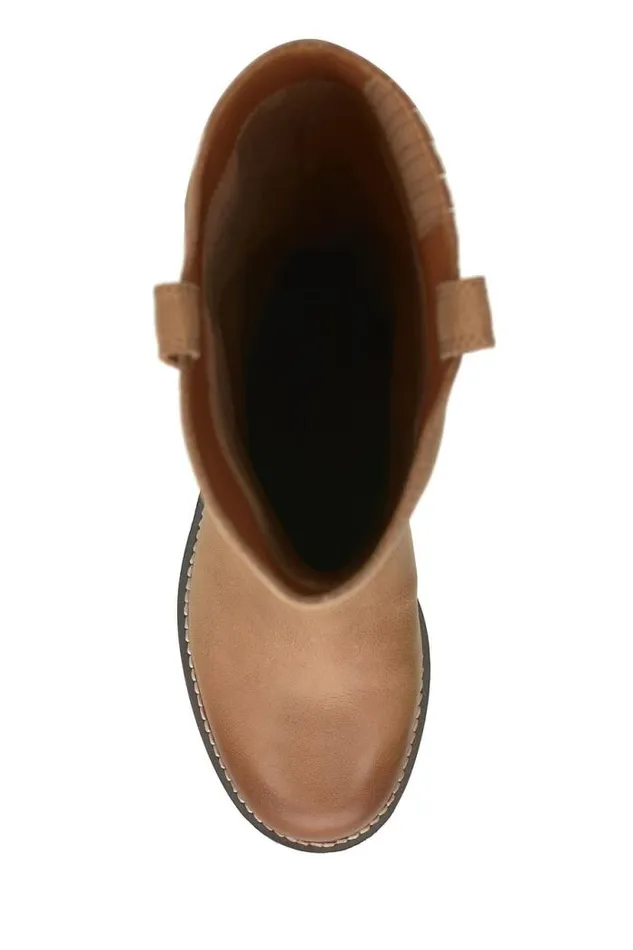 Lucky Brand Hybiscus Leather Knee High Boot Light Brown Women Shoes