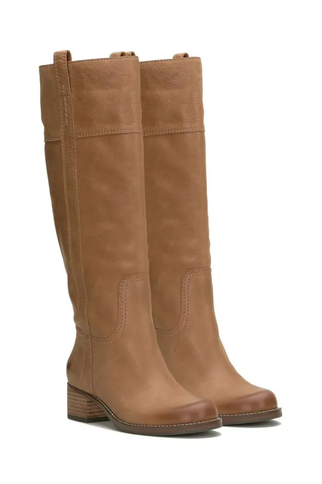 Lucky Brand Hybiscus Leather Knee High Boot Light Brown Women Shoes